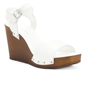 CHRISTIAN DI RICCIO Italian Leather Wooden Wedge Sandals